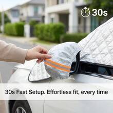 Car Windshield Snow Cover, 4-Layer Heavy Duty All Weather Winter Protector For Ice Frost Snow Sun, Waterproof Windproof Car Cover With Mirror Covers & Reflective Strips, Universal Fit For Most Cars And SUVs, No More Scraping - Multicolor - View 3