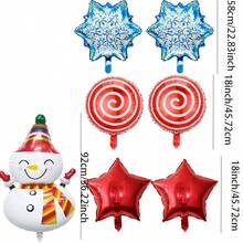 Classic Christmas Red, Green And Gold Color Scheme, Suitable For Outdoor Yard Christmas Party Decor, Rich Layered Arrangement Without Clutter, Strong Realistic Scene Feeling, Excellent Photography Effect, Quickly Create A Lively And Exquisite Christmas Holiday Atmosphere - Smiling Snowman, Round Ball, Snowflake, and Five-pointed Star 7-piece Set - View 7