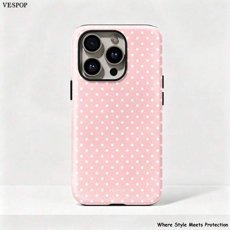 VESPOP White Polka Dot Phone Case, Cute Y2K Style. Compatible With 17, 16, 15, 14, 13, 12, 11 Pro Max Plus Models - Foundation White Spots - View 1