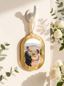 1pc Custom Photo And Text Our First Christmas Ornament,Anniversary Keepsake, Engagement, Custom Photo Ornament, Romantic Gift, Bridal Shower Present - Multicolor - View 7