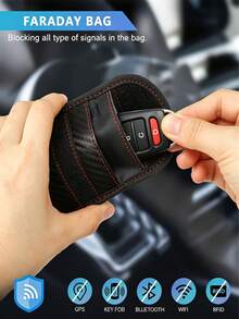 New Car Key Signal Blocking Bag, Car Key Anti-Theft Protection Case, RFID Anti-Theft Key Card Holder, Car Accessories - A - View 3