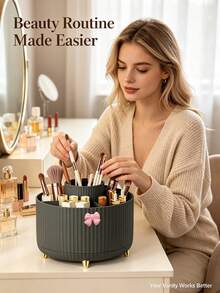 Makeup Brush Storage Organizer, Can Store Eyeshadow, Lipstick, And Makeup Brushes, Suitable For Bedroom, Bathroom, Desk, Home Decor, Can Also Double As A Jewelry And Perfume Storage Rack, Practical Decorative Item, Suitable For Daily Use By Women - Multicolor - View 11