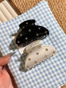 2 cái/1 cái kẹp tóc nữ thanh lịch đen trắng đính đá rhinestone lấp lánh tinh xảo, kẹp càng cua tóc màu trơn tối giản cao cấp thời trang đa năng, phù hợp đeo hàng ngày, đi chơi, thường ngày, tiệc tùng, đi làm, đi biển, du lịch - Đen và trắng - Xem 3