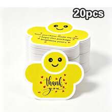 20/50 Buah Kartu Ucapan Terima Kasih Berbentuk Karakter Senyum Lucu, Kartu Sisipan Kertas Kuning untuk Dekorasi Hadiah Paket Bisnis Kecil - kartu wajah tersenyum - View 8