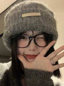 1pc Women's Autumn/Winter Knit Beanie Loose Warm Earflap Brimless Hat - Multicolor - View 4
