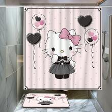 4pcs Sanrio Hello Kitty Print Shower Curtain Set, Suitable For Various Decor Styles, Both A Practical Bathroom Essential And A Perfect Gift For Holidays, Birthdays And Parties. - Shower Curtain Set - View 3