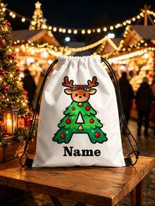 Customizable Santa Claus Drawstring Backpack, Large Capacity Christmas Gift Bag, Supports Name Initial Printing, Extra Large Christmas Drawstring Storage Bag, Creative Holiday Party Gift Storage Bag, Christmas Gift Packaging Decoration - Multicolor - View 4