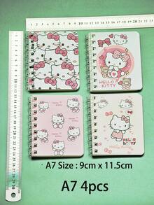 SANRIO 4pcs A5/A7 Cute Kitty Spiral Notebooks, 50 Pages School/Office/Student Use, Cartoon Stationery Memo Pads, Learning & Office Supplies - View 12