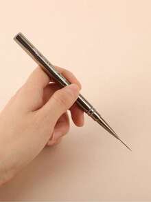 Random 1/3/5pcs Nail Liner Brush Set DIY Painting Pattern Stripe Pen Sizes 6/9/12/15/18mm Metal Handle With Cap Nail Art Pen - Silver - View 4