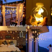 This Is A Single-Pack Of 108 LED String Lights With 8 Lighting Modes. It Features A Wishing Ball, Battery Power (No Plug Required), Wall Mounting, And Is Made Of Plastic. Suitable For Christmas, Valentine's Day, Family Gatherings, Bedrooms, Parties - Warm white light - View 9