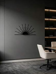 1PC Hollow Line Metal Rising Sun Wall Decor Minimalist Style Half Sunrise Celestial Theme Perfect For Easter, Christmas, Thanksgiving; Housewarming Party, New Home Ceremony, Family Gathering; Balcony, Living Room, Homestay, Apartment; Spring, Summer - 2049 - View 2