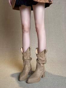 Women's 2026 New Tassel Tall Boots, Retro Wasteland Style Chunky Heel Knee-High Slouchy Riding Boots - Brown - View 8