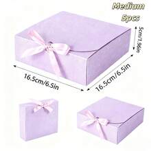 Set Of 5 High‑End Light Lavender Gift Boxes With Lids, 11.5*11.5*5 Cm, Come With Ribbons, For Wedding, Birthday, Party, Christmas, Bridesmaid, Back‑To‑School, Graduation & Valentine's Day Gifts - Multiple Styles - View 8