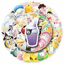 50 pcs Stiker Kartun Makanan Sanrio 3D - Desain Warna Lembut Lucu Cocok untuk Papan Skateboard, Casing Ponsel, Bagasi | Bahan Perekat Tinggi Dibuat untuk Adegan Mandi dan Harian yang Menggemaskan | Warna Campuran, Karakter Tidak Berulang - MultiWarna - View 4