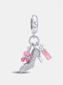 1pc Pink Delicate Beaded Pendant, Suitable For Women Bracelet DIY Jewelry - Silver - View 20