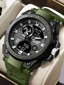 1pc New Fashion Dual Display Luminous Waterproof Men's & Youth Outdoor Sports Electronic Watch - A - View 14
