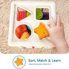 Montessori Sensory Activity Cube, Shape Sorter & Stacking Blocks Set, Baby Fine Motor Skills Development, Early Learning Educational Toy For Toddlers - Multicolor - View 6