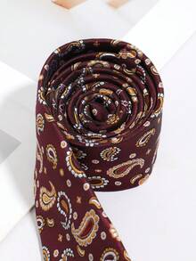 1Pc Men Burgundy Paisley Jacquard Premium Classic Formal Necktie For Business Wedding Office - Multicolor - View 3