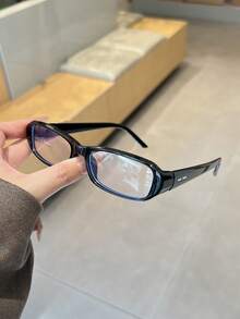 1PC Men's Casual Oval Black Fashion Plain Lens Glasses, Suitable For Daily Wear, Decoration And Street Photography - Multicolor - View 3
