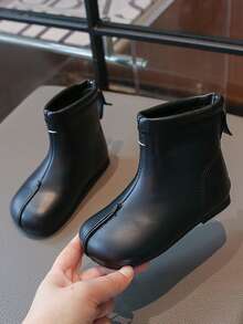 Sepatu Bot Pendek Anak Perempuan dengan Sol Lembut, Nyaman, dan Resleting Belakang, Sepatu Bot Kasual Retro Anti Selip untuk Anak-Anak - Hitam - View 3