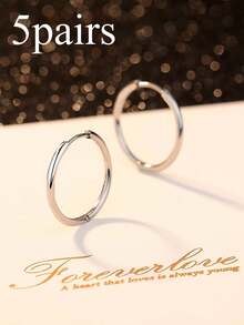 1 Pair Of Classic And Simple Stainless Steel Round Children's Earrings, Suitable For Daily Casual Decoration And Various Occasions. - Multicolor - View 11