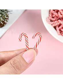 10pcs Mini Candy Cane Christmas Decorations - Red & White Resin Candy Shaped Pendants, Large Visual Effect (Mini Candy Cane), Perfect For DIY Crafts, Christmas Tree, Wreath, Garland And Christmas Stockings - A - View 6