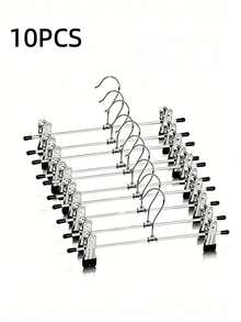 10PCS Retractable Hanger Adult Universal Pants Clothes Towel Socks Dipped Plastic Non-Slip Pants Rack - Silver - View 12