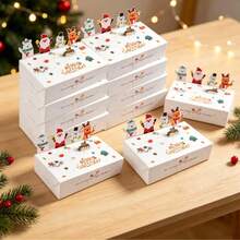 6/12/24 Pcs Christmas 3D Cartoon Gift Boxes Xmas Candy Container Paper Wrapping Box For Indoor Home Office School Holiday Party Favors Supplies - White - View 2