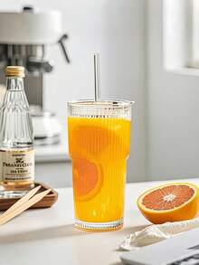 Striped Glass Cup With Straw And Lid, Unisex Portable Water Bottle, Reusable, Suitable For Home Kitchen, Indoor Office, Classroom, Dormitory, Outdoor, Christmas Halloween Birthday Gift, Back To School Beach Essential Accessory, Fit For Coffee, Tea And Juice - Multicolor - View 5