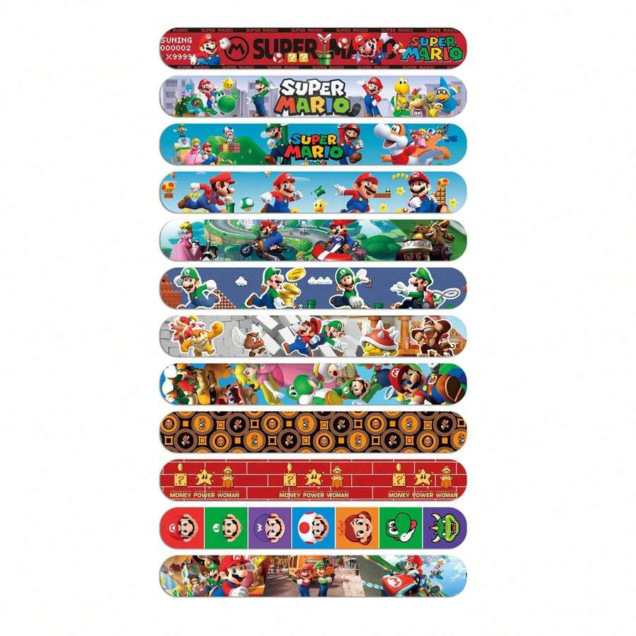 asmodee 12pcs/24pcs Nintendo Mario PVC Slap Bracelets, Fun Craft Gifts For Halloween, Christmas Holiday Dress Up, Party Favors - Style Random - View 1