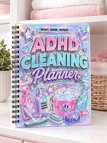 ADHD Cleaning Planner Notebook, Cute Holographic Home Cleaning Schedule Organizer, Includes Chore List, Daily And Weekly Cleaning Routine Tracker, Women's Household Task Planner, Gift For Home Organization Enthusiasts Cleaning Supplies - A - View 4