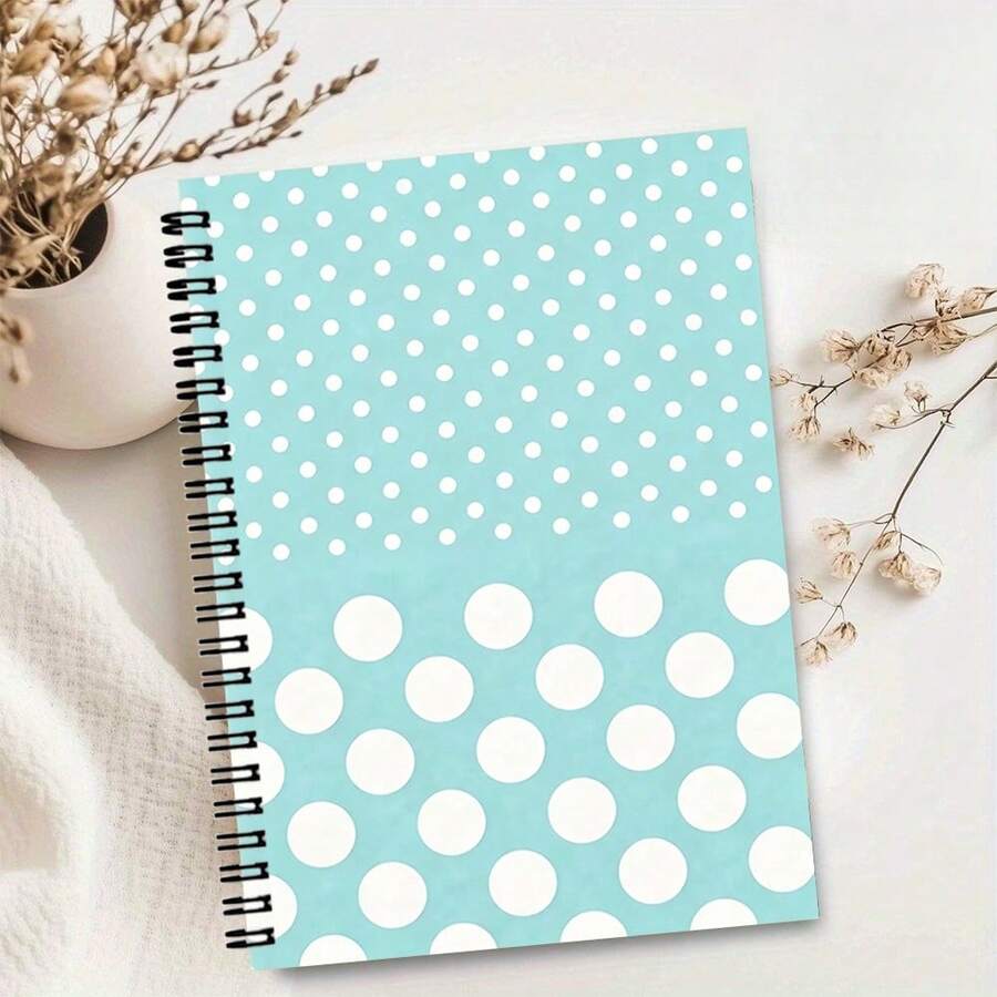 1pc A5 Spiral Bound Notebook, Polka Dot Cover, High Quality Paper, Smooth Writing, Durable Cover, Suitable For Work And Office, Back To School Essential. School Notebook