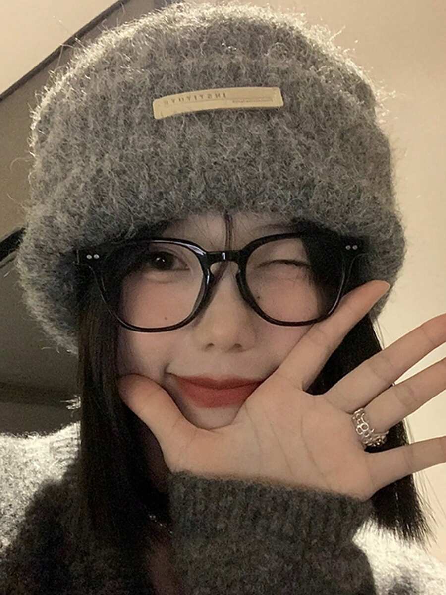 1pc Women's Autumn/Winter Knit Beanie Loose Warm Earflap Brimless Hat - Multicolor - View 1