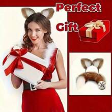 2pcs Women's Fox Tail Costume Set, Cute Polyester Faux Fur Tail, Realistic Plush Texture, Suitable For Cosplay, Party And Theme Events, Theme Event Accessories, Fun Design, Durable Headband, Halloween Fox Tail Costume - Multicolor - View 1