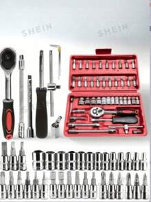 Universal Socket Wrench Tool Set, Suitable As Father's Day Gift. The Set Includes Sockets, Wrenches, Screwdrivers And Other Tools, Can Be Used For Car, Motorcycle, Bicycle And Other Vehicle Maintenance. Men's Tools - Repair Tool - Multicolor - View 1