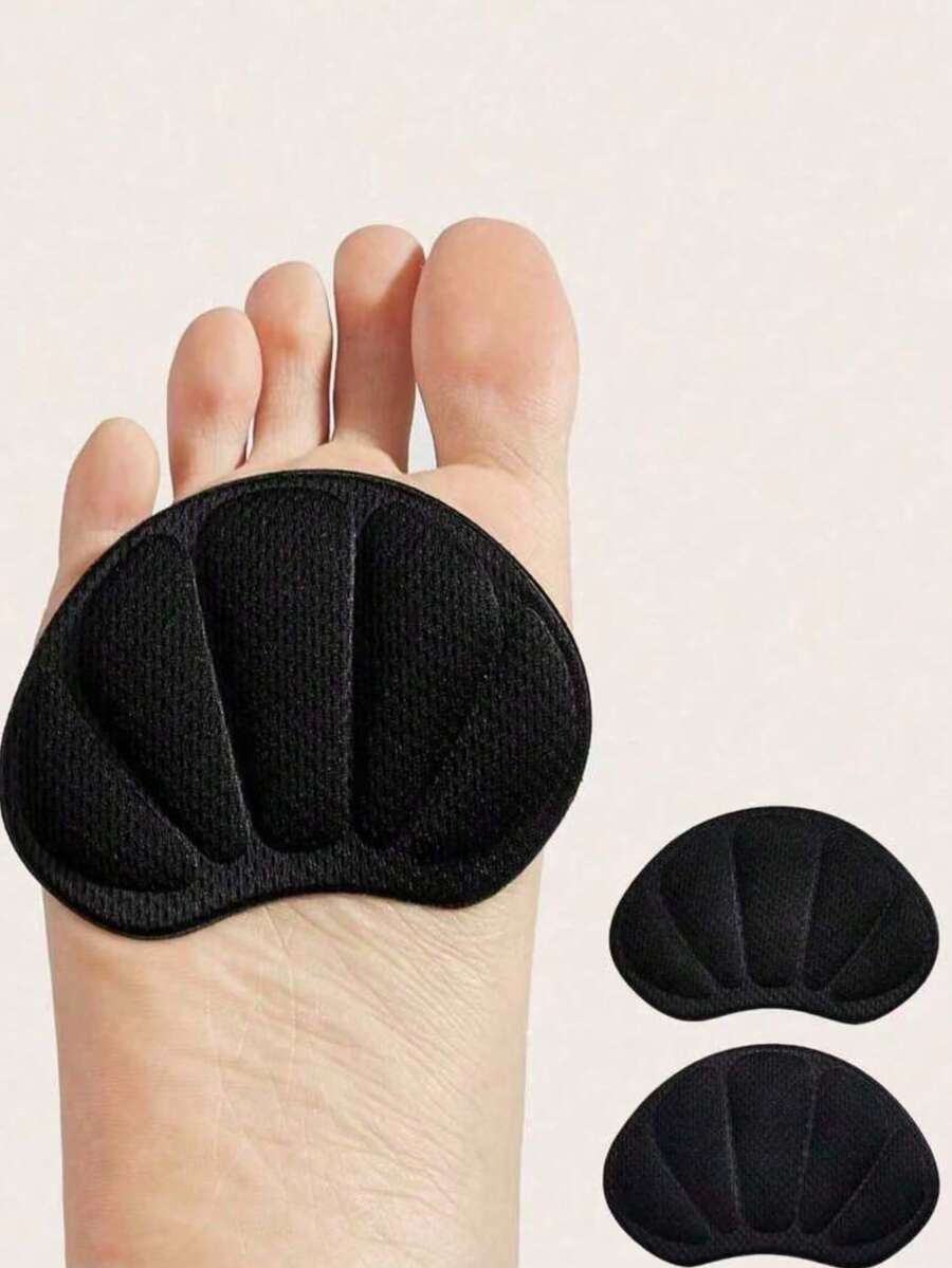 QKC 2pcs Unisex Black Shell Sponge Heel & Sole Protector Pads, Comfortable Fashion Shoe Insoles Heel Stickers Footwear Accessories - Black - View 1