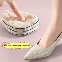 QKC 1 Pair Women's Insertable High Heel Sponge Anti-Slip Forefoot Pads - Beige - View 1