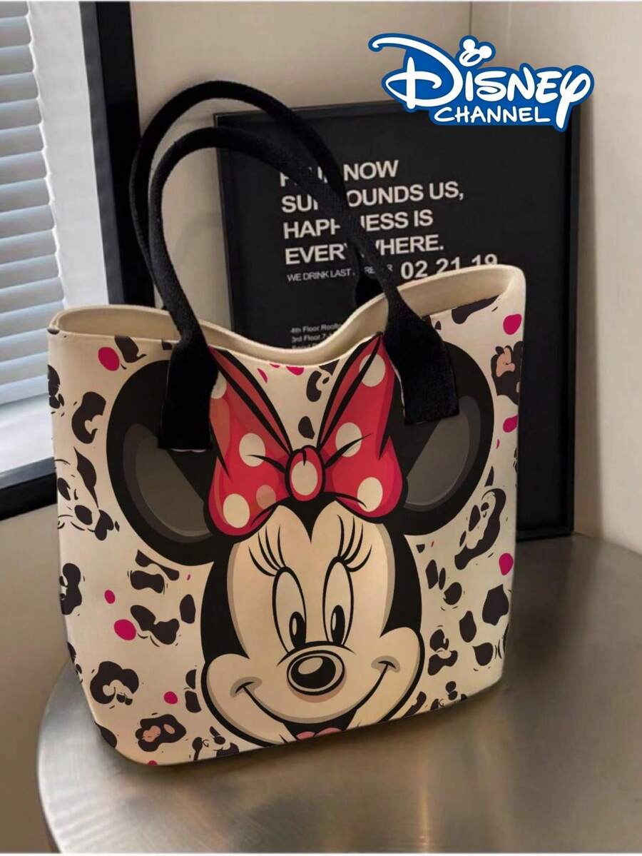 Disney Minnie & Mickey Women's Fashion Cartoon Print Tote Bag, Large Capacity Lightweight Shoulder Handbag, Multi-Functional For Daily Office Commute, Casual, Weekend Outings And Shopping - Multicolor - View 1
