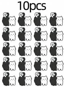 10/20/30/40/50pcs Cute Cat Personalized Brooches, Double Cat Companion Pattern, Vivid And Adorable, Heart-Shaped Tail Design With Beautiful Meaning, Decorate Personal Items And Enrich Outfit, Creative Small Gift For Cat Lovers - Multicolor - View 11