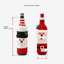 1pc Christmas Knitted Wine Bottle Cover, Santa Claus Snowman Wine Bottle Gift Packaging Decoration - View 3