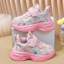 Toddler Girls Floral Mesh Sneakers, Pink Magic‑Tape Lightweight Soft Sole Non‑Slip Casual Sports Walking Shoes For Little Kids - Pink - View 2