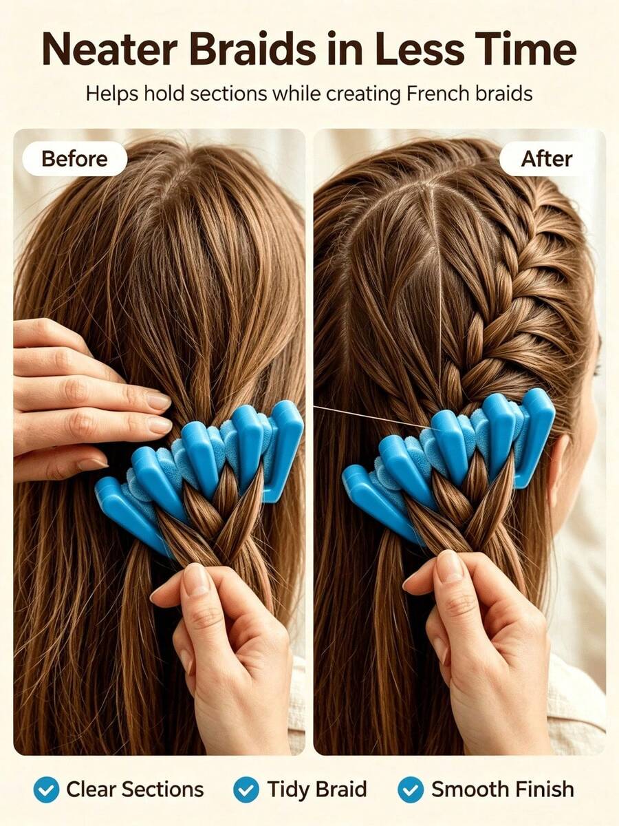 1pc French Braiding Tool, Made Of Soft Sponge, Ergonomic Easy-Grip Design, Quickly Braid And Updo Hair. Fashionable Hair Accessory, Suitable For Daily, Wedding And Date Styling, Room Decor, Autumn Home Decor, Storage, Women's Hair Accessory, Cute Style