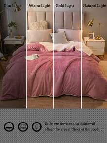1pc Modern Style Bean Paste Color Milk Velvet Lamb Fleece Double Layer Blanket, Skin-Friendly Soft Comfortable Warm Throw Blanket, Machine Washable, All Season Use, Suitable For Bedroom Guest Room - Coral Pink - View 2