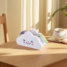 Cloud-Shaped Tape Dispenser, Cute Smiling Face Tape Cutter, Aesthetic Desktop Stationery, Creative Desktop Storage Tool, Perfect Accessory For Journaling And Daily Decoration, Includes 1 Roll Of Rainbow Tape - Multi-color - View 9