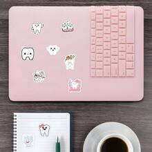500PCS Tooth Stickers Roll, A Set Of Vibrant And Colorful Beautiful Stickers, High Quality Stickers Scrapbook, Journaling, Laptop, Bumper, Skateboard, Water Bottles, Suitcase, Decorative Paper, Refrigerator, Car, Rewards Stickers - Teeth - View 8