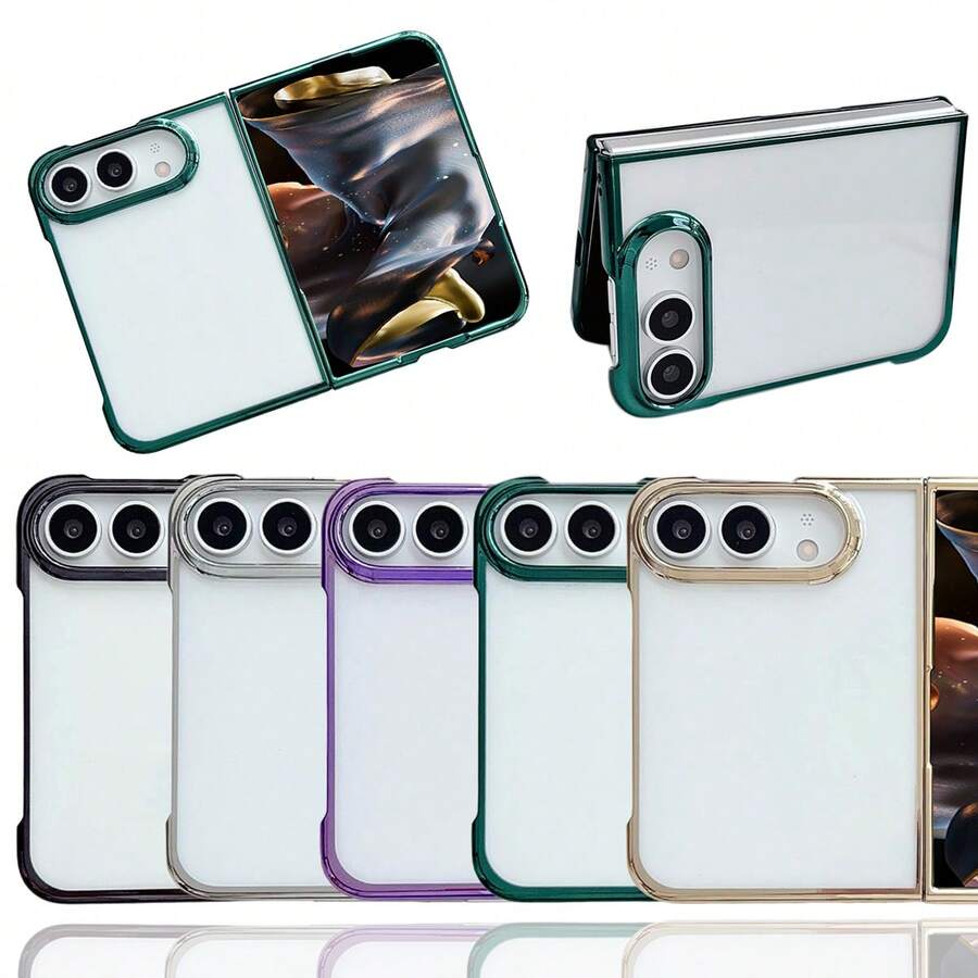 keshengtai Transparent Electroplated Phone Case, Hard PC Back Plate Protective Phone Cover, Compatible With IPhone Duo