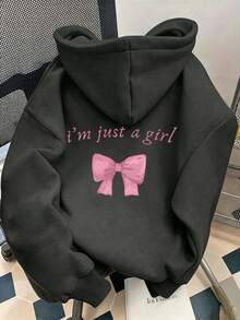 Tween Girl Fun Graphic Print Sweatshirt, Warm & Comfortable Thermal Lined Pullover Sweatshirt For Autumn/Winter - Dark Grey - View 2