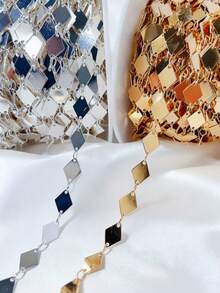 1 Pack, 1 Meter Geometric Rhombus Handmade Chain, Suitable For Necklace, Bracelet And Other Jewelry Making Materials DIY Accessories - Multicolor - View 1