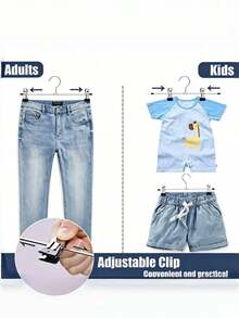 10PCS Retractable Hanger Adult Universal Pants Clothes Towel Socks Dipped Plastic Non-Slip Pants Rack - Silver - View 7