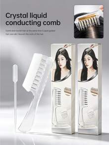 1pc Long Handle Scalp Applicator Comb, Scalp Massager, Transparent Hair Oil Dispensing Comb, Roller Ball Hair Root Liquid Applicator, Essence, Nourishing Liquid, Essential Oil Applicator Comb - Precisely Deliver Liquid Or Oil To Hair Roots - Comb - View 4